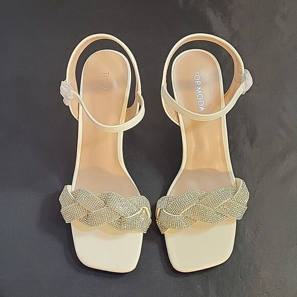 BRAND NEW TOP MODA  HEEL RHINESTONES EMBELLISHMENTS ANKLE STRAP SQUARE T… - Picture 2 of 16